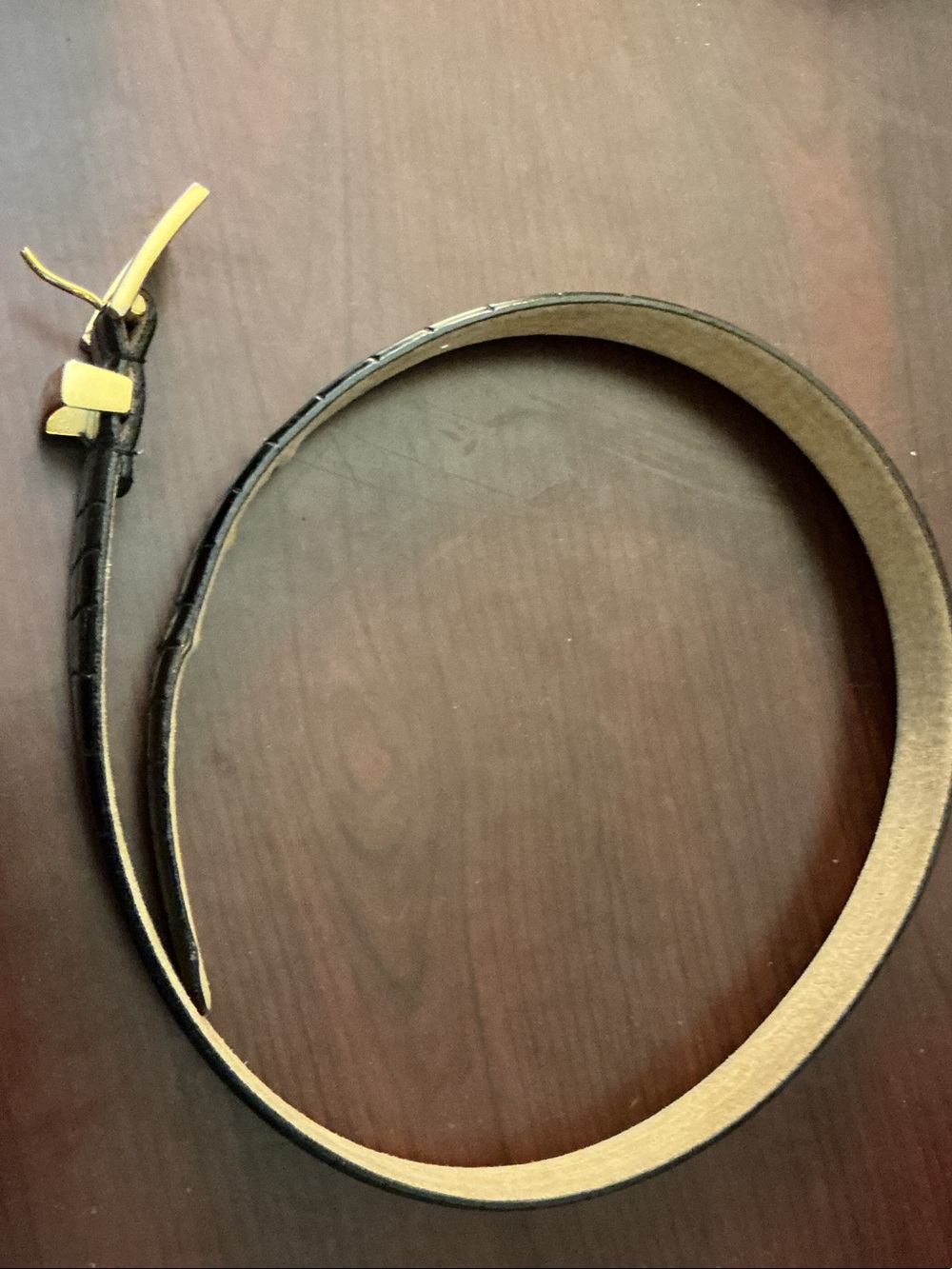 Perry Ellis Black Belt with Gold-Tone Buckle